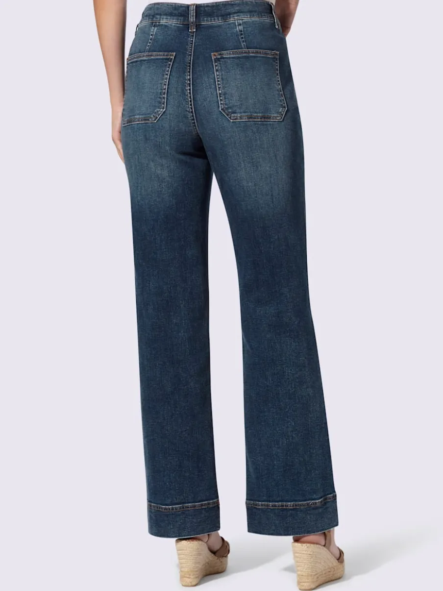 Jean bootcut doux extensible taille haute à poches