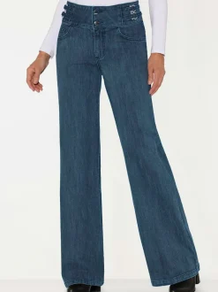 Jean bootcut effet push-up avec bride décorative latérale
