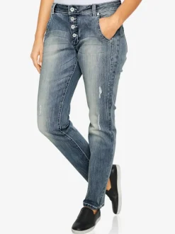 Jean boyfriend décontracté cinq poches style casual confort