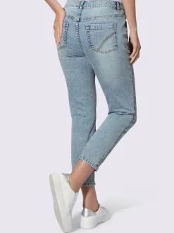 Jean boyfriend décontracté à effet froissé avec patte de boutonnage