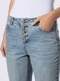 Jean boyfriend décontracté à effet froissé avec patte de boutonnage
