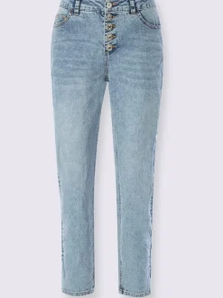 Jean boyfriend décontracté à effet froissé avec patte de boutonnage