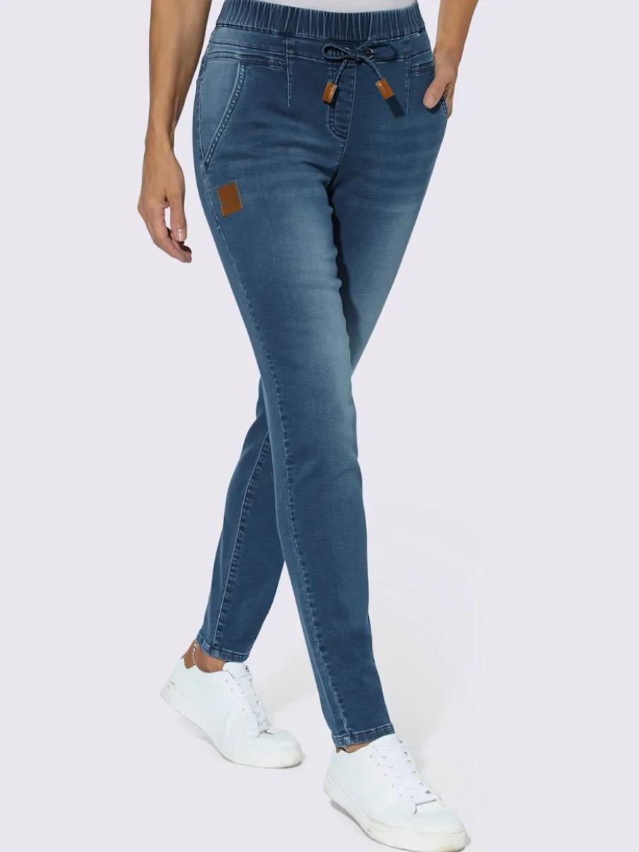 Jean à ceinture élastique avec poches et coulisse