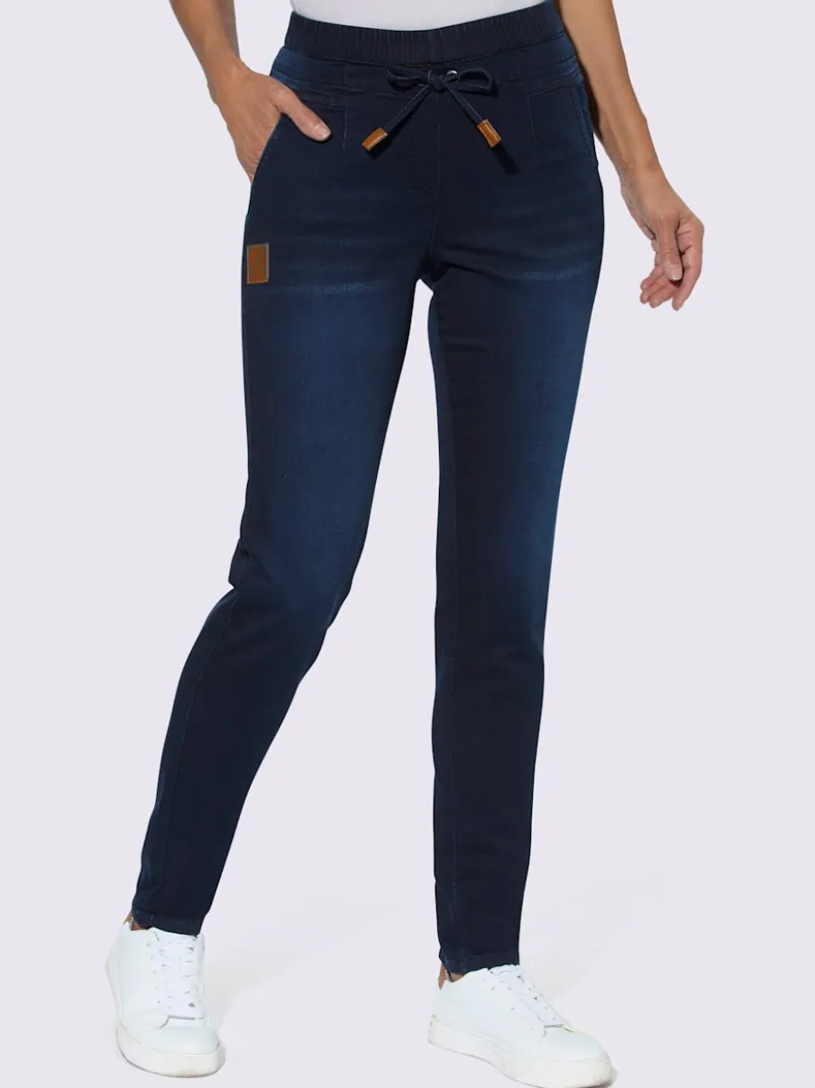 Jean à ceinture élastique avec poches et coulisse