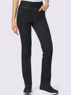 Jean à ceinture élastique avec poches et jambes droites