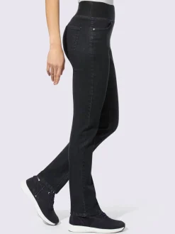 Jean à ceinture élastique avec poches et jambes droites