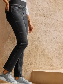 Jean à ceinture élastique avec poches et jambes droites