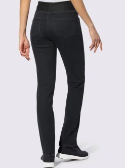 Jean à ceinture élastique avec poches et jambes droites