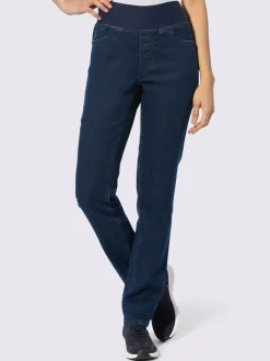 Jean à ceinture élastique avec poches et jambes droites