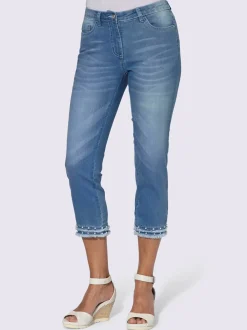 Jean cinq poches avec ourlet orné de perles