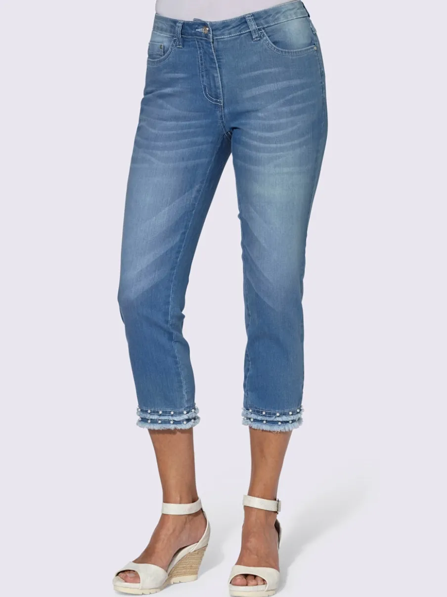 Jean cinq poches avec ourlet orné de perles