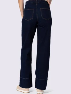 Jean cinq poches large avec ceinture élastique confortable