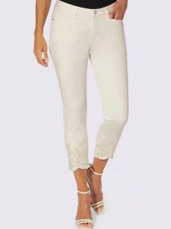 Jean 7/8 coton avec broderie et effet push-up