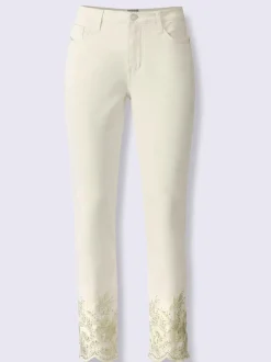 Jean 7/8 coton avec broderie et effet push-up