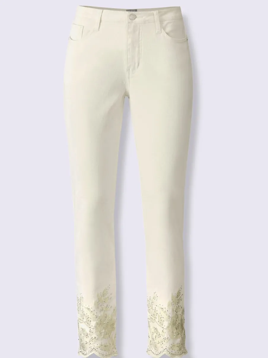 Jean 7/8 coton avec broderie et effet push-up