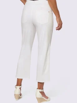 Jean 7/8 coton avec ceinture gainante et franges amples