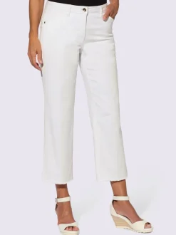 Jean 7/8 coton avec ceinture gainante et franges amples