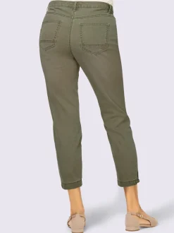 Jean coupe cinq poches avec ourlet raccourci pratique