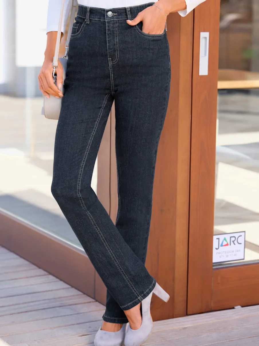 Jean coupe classique avec cinq poches et ceinture élastique
