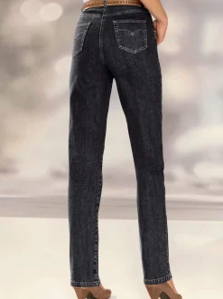 Jean à coupe élancée avec broderie sur poches arrière