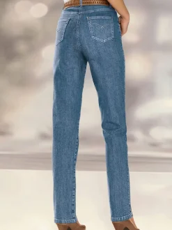 Jean à coupe élancée avec broderie sur poches arrière