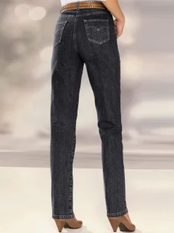 Jean à coupe élancée avec broderie sur poches arrière