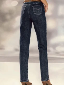 Jean à coupe élancée avec broderie sur poches arrière