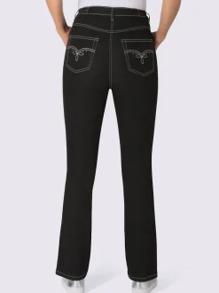 Jean coupe 5 poches avec ceinture élastique latérale et empiècement au dos