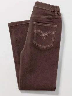Jean coupe 5 poches avec ceinture élastique latérale et empiècement au dos