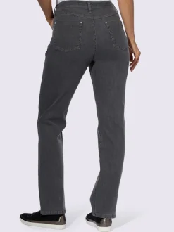 Jean coupe 5 poches avec nervures décoratives latérales