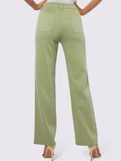 Jean coupe 4 poches en twill doux avec jambes larges décontractées