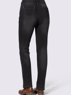 Jean denim classique coupe cinq poches avec rivets décoratifs