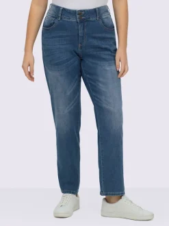 Jean denim classique coupe cinq poches avec rivets décoratifs