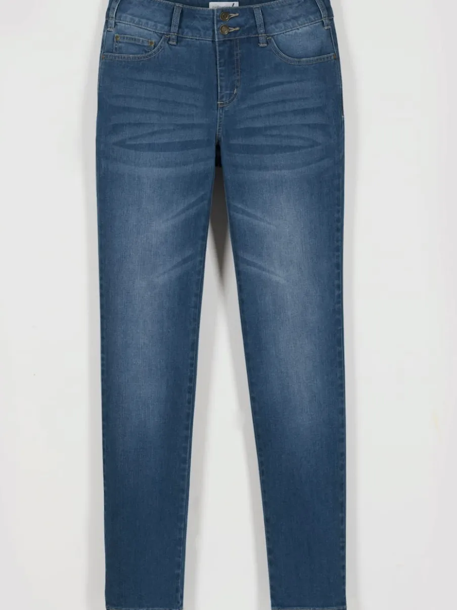 Jean denim classique coupe cinq poches avec rivets décoratifs
