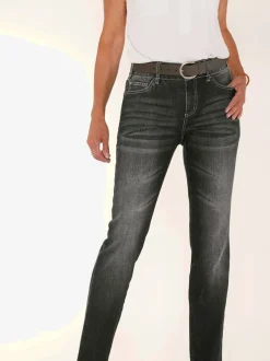 Jean denim classique coupe cinq poches avec rivets décoratifs