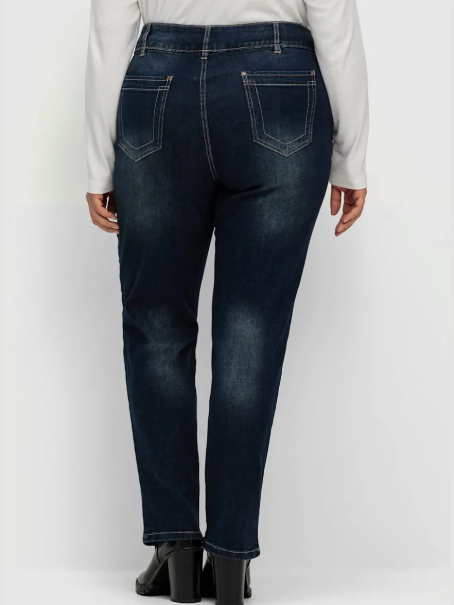 Jean denim classique coupe cinq poches avec rivets décoratifs