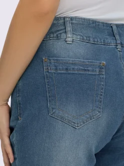 Jean denim classique coupe cinq poches avec rivets décoratifs