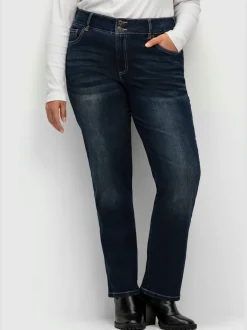 Jean denim classique coupe cinq poches avec rivets décoratifs