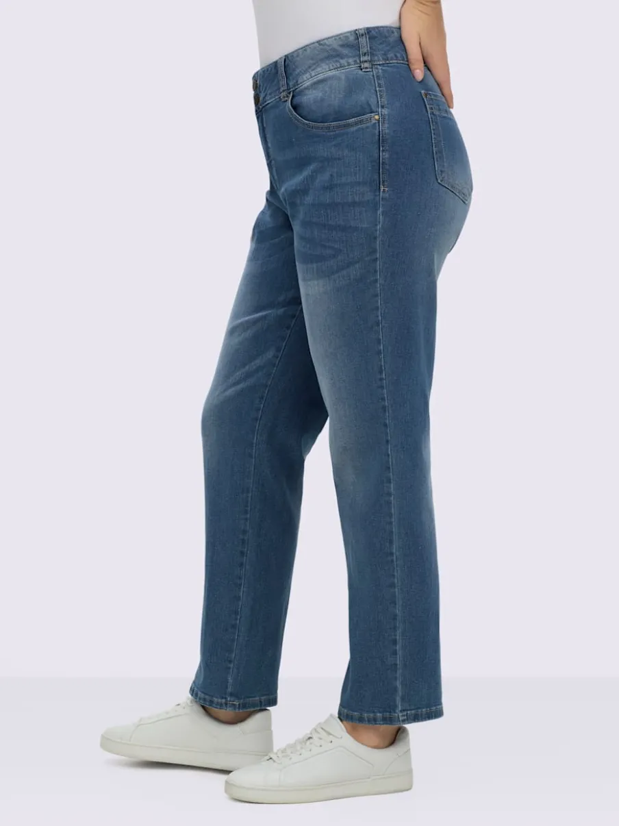 Jean denim classique coupe cinq poches avec rivets décoratifs
