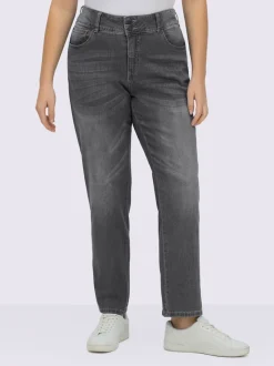 Jean denim classique coupe cinq poches avec rivets décoratifs