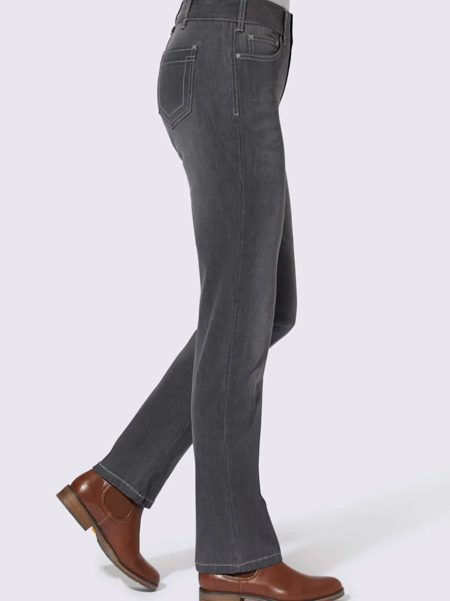 Jean denim classique coupe cinq poches avec rivets décoratifs