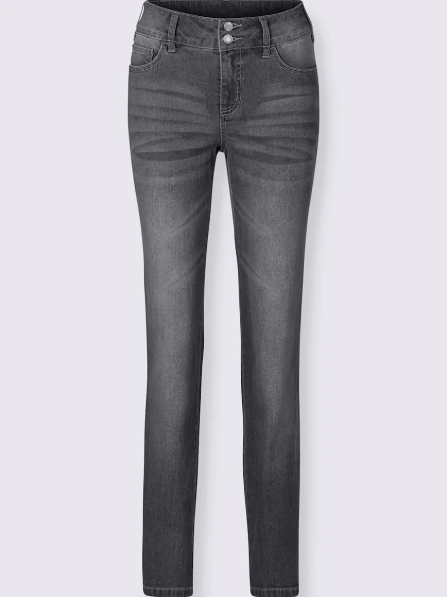Jean denim classique coupe cinq poches avec rivets décoratifs