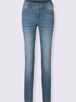 Jean denim classique coupe cinq poches avec rivets décoratifs