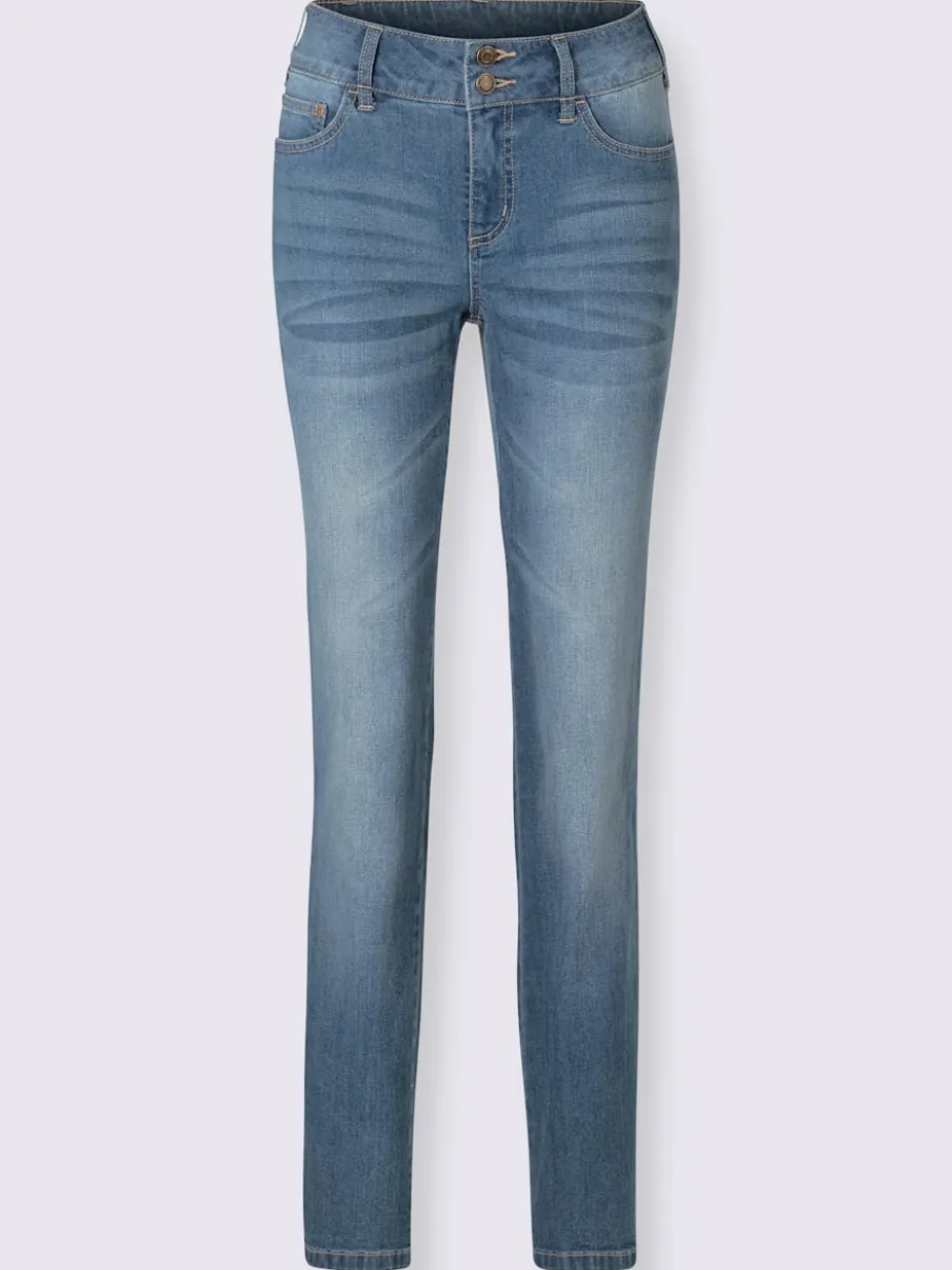 Jean denim classique coupe cinq poches avec rivets décoratifs