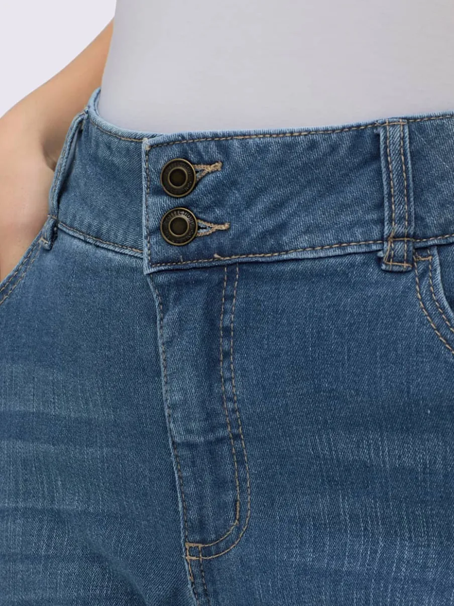 Jean denim classique coupe cinq poches avec rivets décoratifs