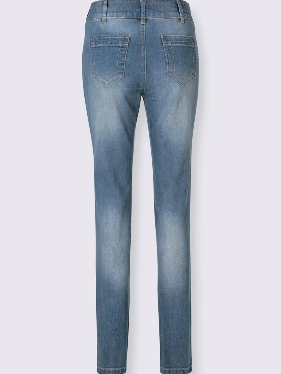 Jean denim classique coupe cinq poches avec rivets décoratifs