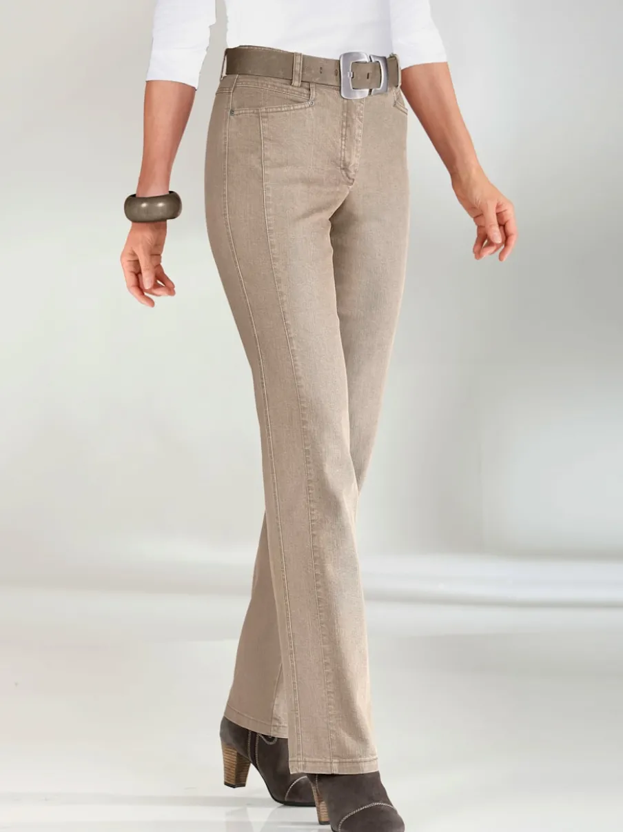 Jean droit avec ceinture élastique et détails enrichis