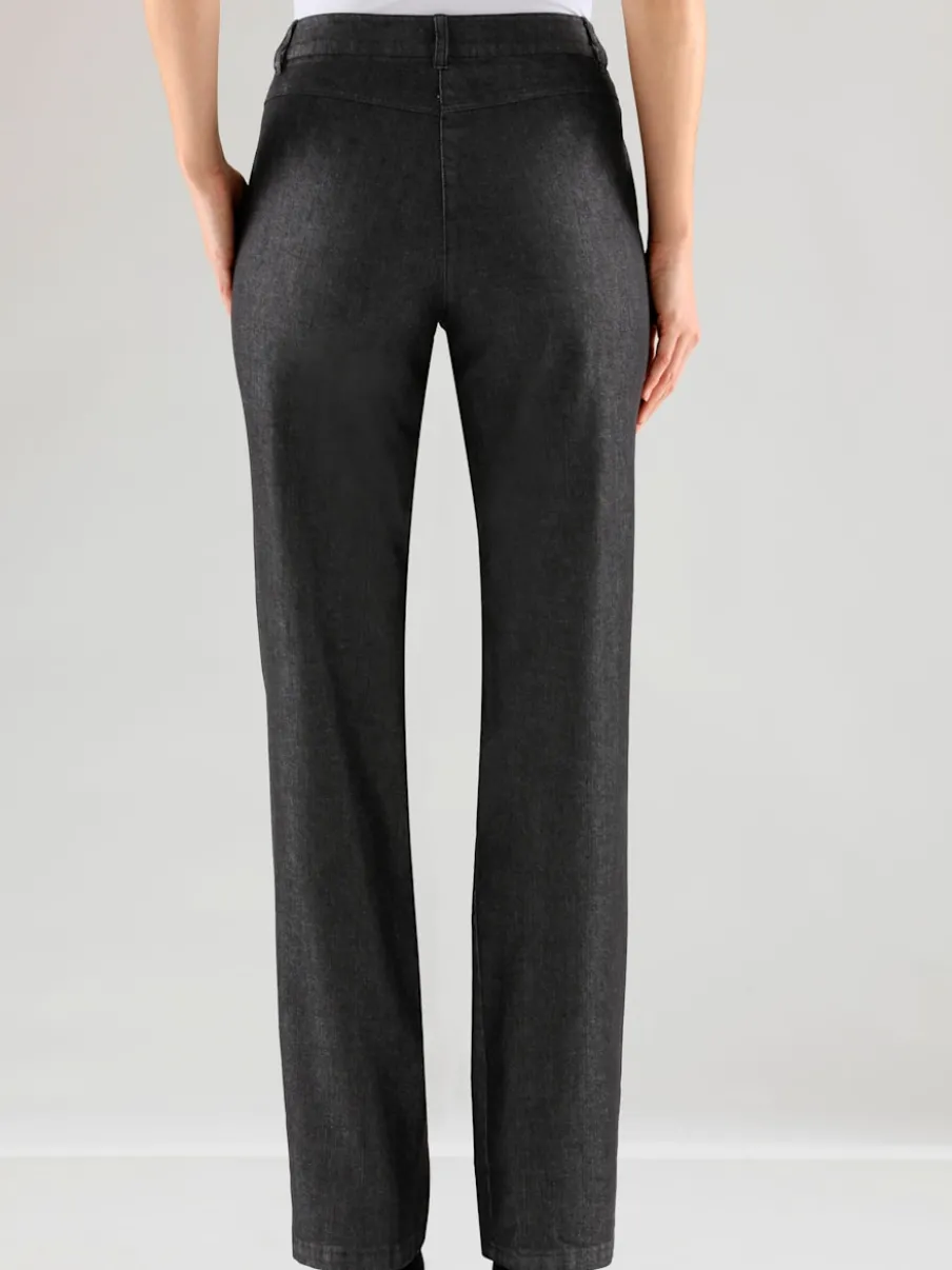 Jean droit avec ceinture élastique et détails enrichis