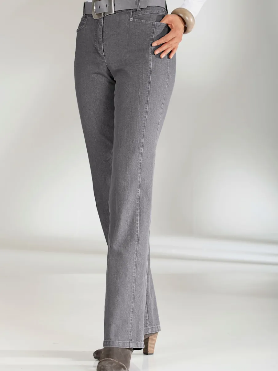 Jean droit avec ceinture élastique et détails enrichis