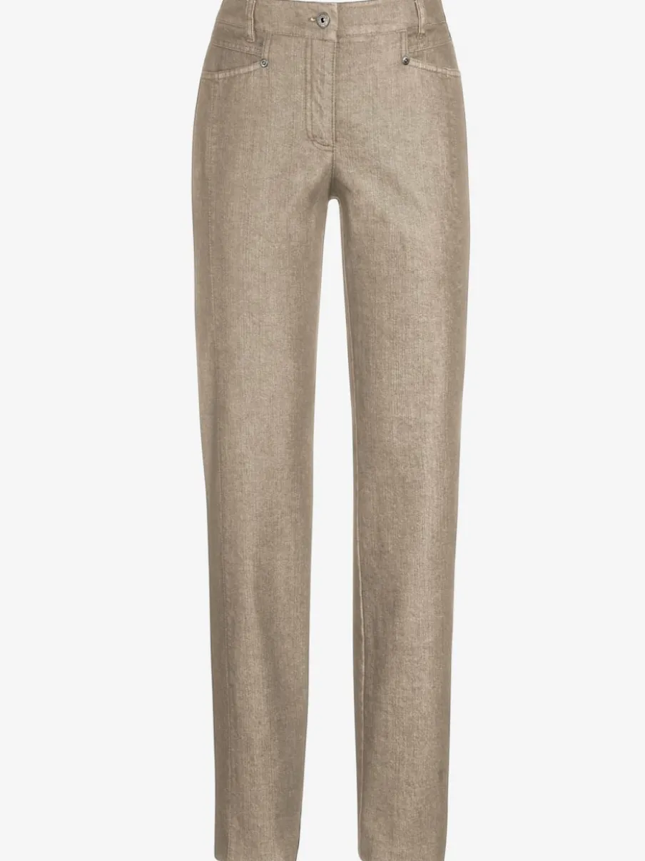Jean droit avec ceinture élastique et détails enrichis